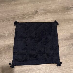 West Elm Navy Blue Silk Tassel throw pillow cover - 18” square zip close - NWT